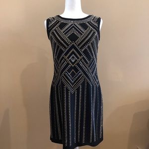 White House Black Market Embellished Black Matte Jersey Dress, Size M